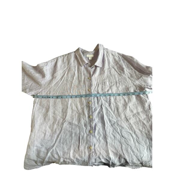 J. Jill Love Linen Purple Lagenlook Coastal Long Sleeve Blouse Size Large Petite - Picture 9 of 11